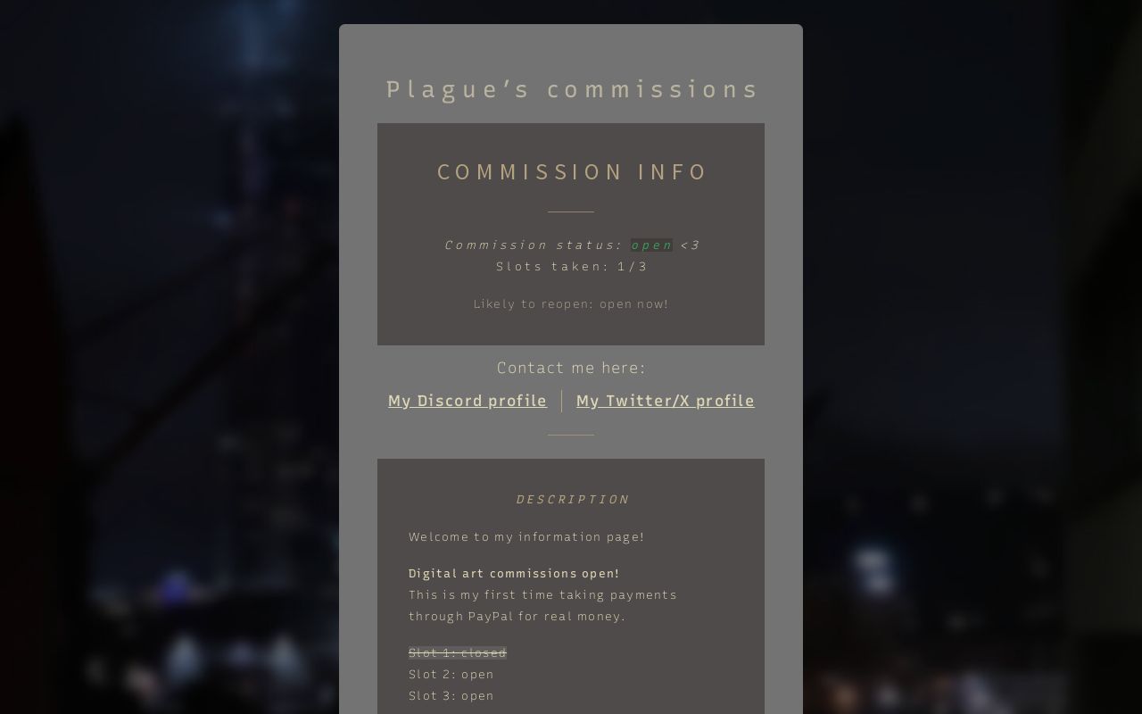 Plague’s commissions