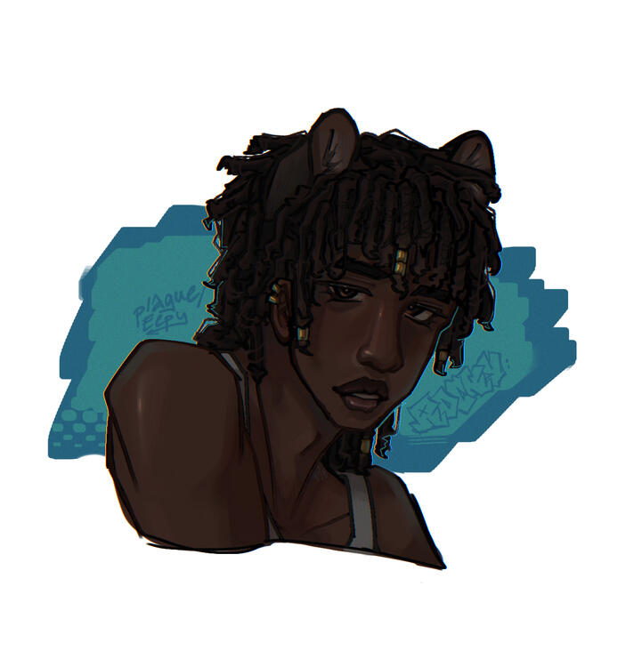 Rendered headshot drawing